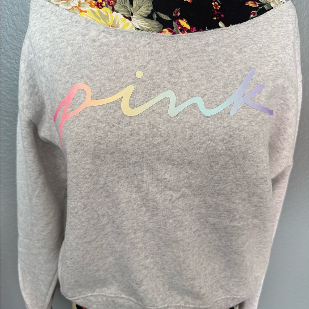 Pink over the shoulder sweatshirt